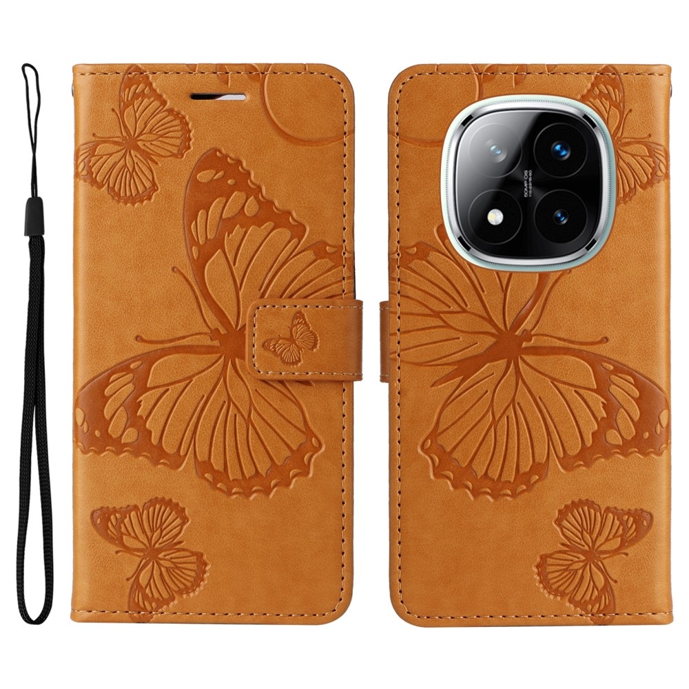 Nagy pillangó könyv tok Xiaomi Redmi Note 14 Pro 5G/Poco X7 5G/Note 14 Pro+ 5G - sárga