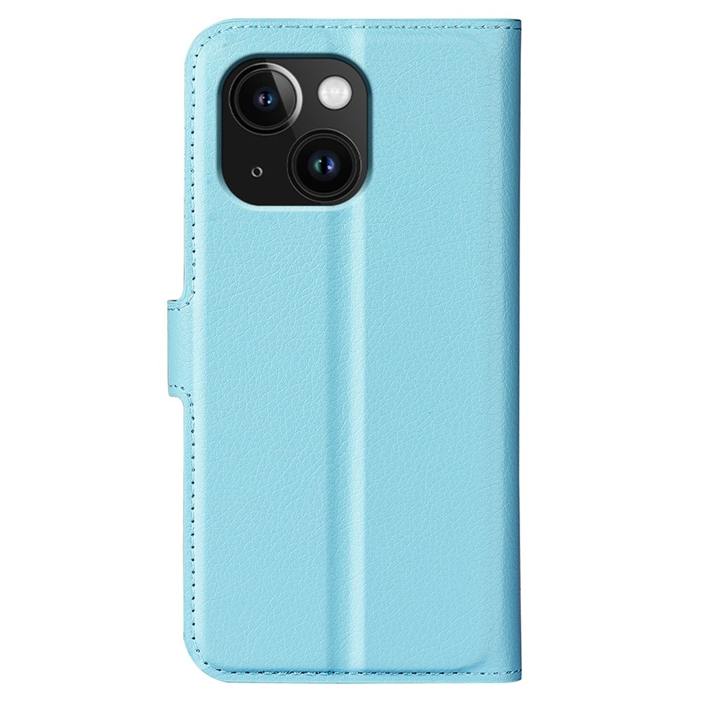 Litchi könyvtáska iPhone 15 Plus készülékhez - kék