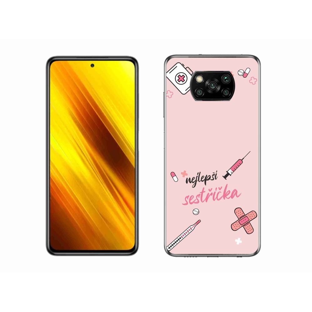 Gél borító mmCase a Xiaomi Poco X3 Pro - legjobb kishúg rózsaszín háttérrel