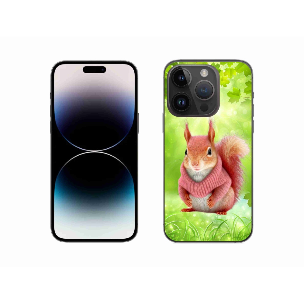 Zselés borítás mmCase iPhone 14 Pro készülékhez - mókus pulóverben
