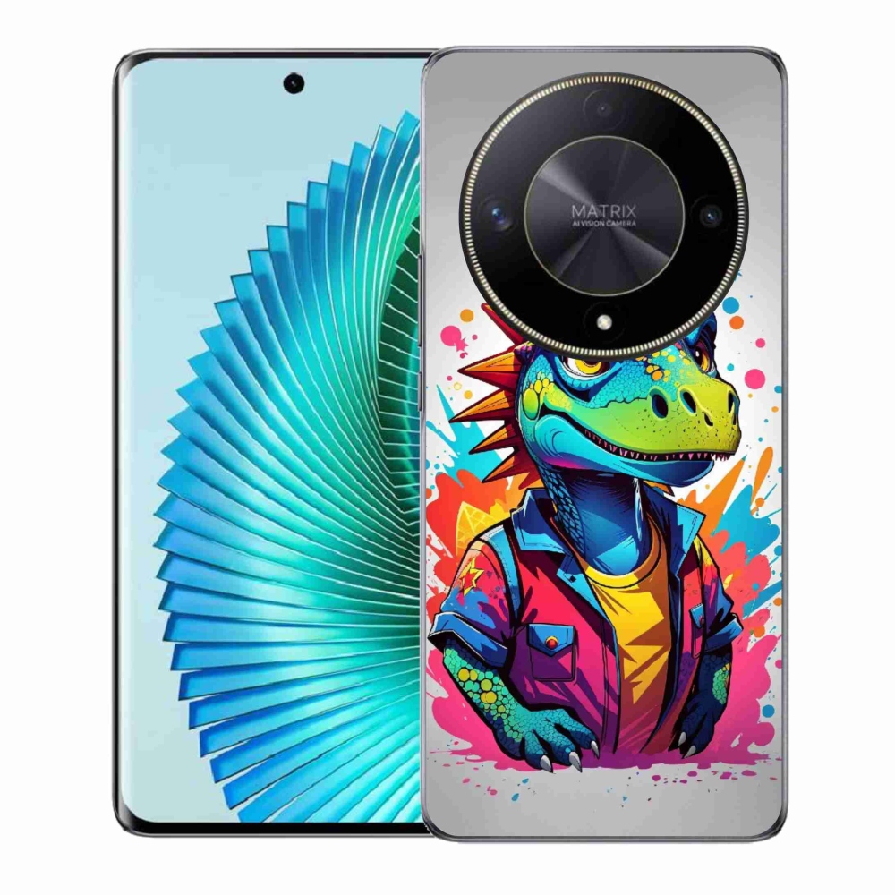 Zselés borítás mmCase a Honor Magic 6 Lite 5G számára - színes dinoszaurusz