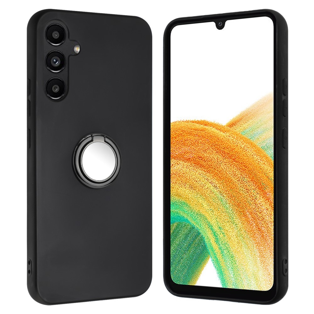 Matt zselés tok ujjgyűrűvel Samsung Galaxy M15 5G készülékhez - fekete