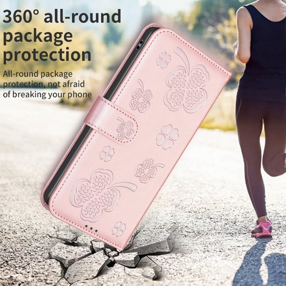 Clover könyv tok a Honor Magic 6 Lite 5G készülékhez - rózsaarany színben
