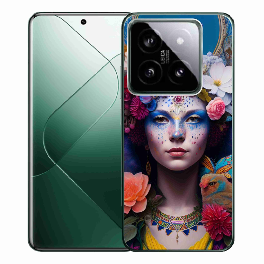 Gél borító mmCase a Xiaomi 14 Pro-hoz - nő virágokkal