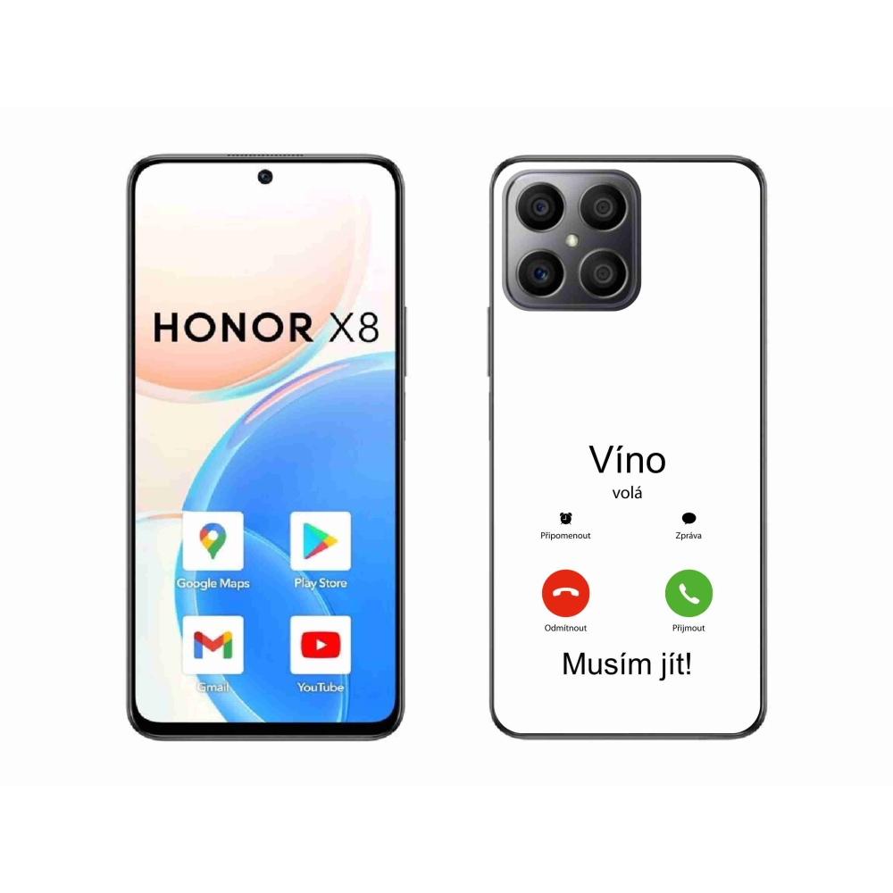 Gél borítás mmCase Honor X8 4G - bor hívások fehér háttérrel