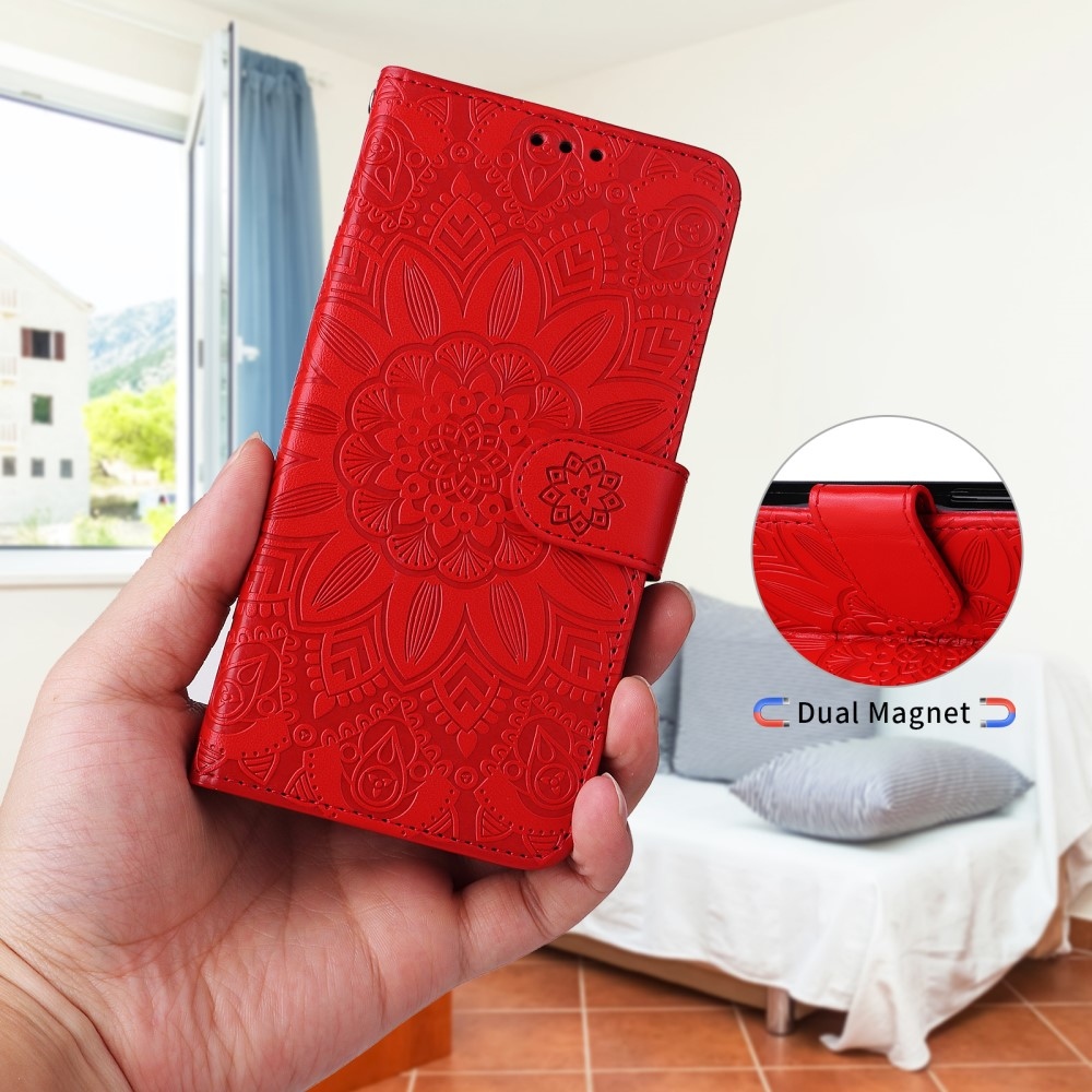 Napraforgó könyvtáska a Realme 14 5G készülékhez - piros