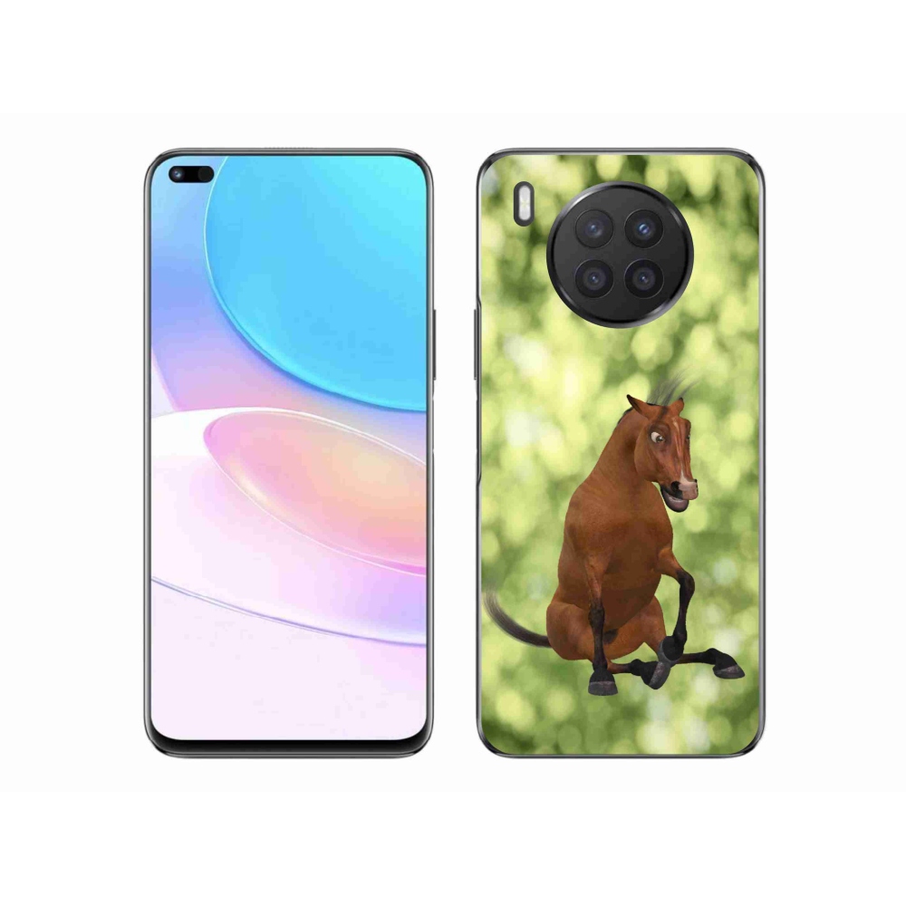 Gél borítás mmCase a Huawei Nova 8i készülékhez - barna rajzfilm ló 1