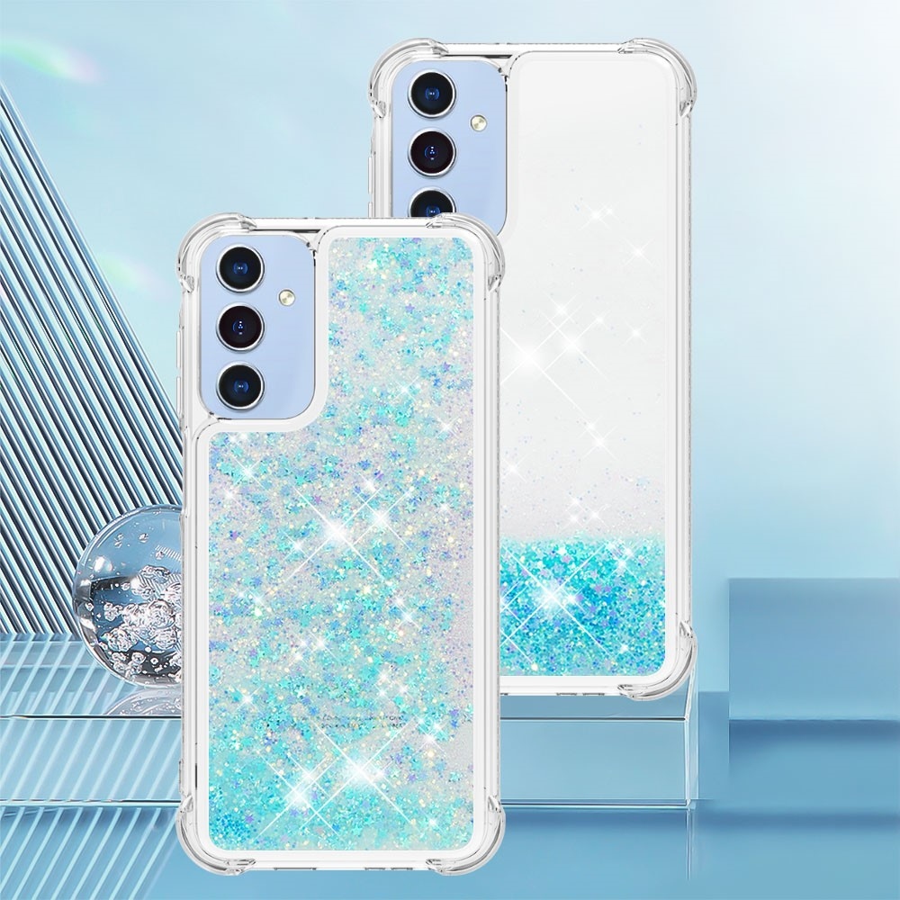 Glitter homokóra zselés tok Samsung Galaxy A26 5G - kék / csillagok