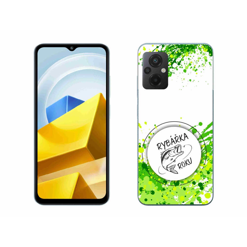 Gél borító mmCase a Xiaomi Poco M5 4G-n - az év horgásza fehér háttérrel