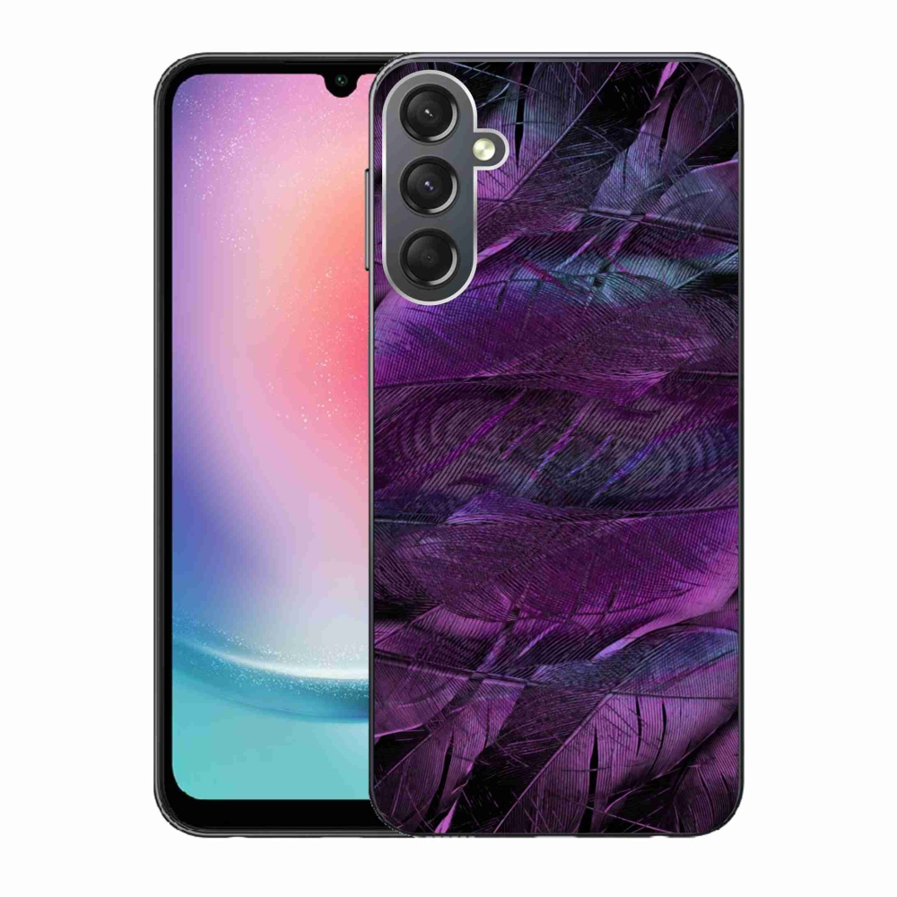 Gél védőhuzat mmCase Samsung Galaxy A24 készülékhez - lila tollak