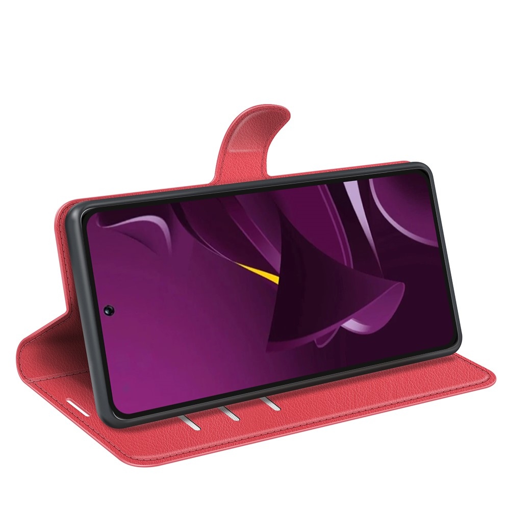 Litchi könyv tok a Xiaomi Poco M7 Pro 5G-hez - piros