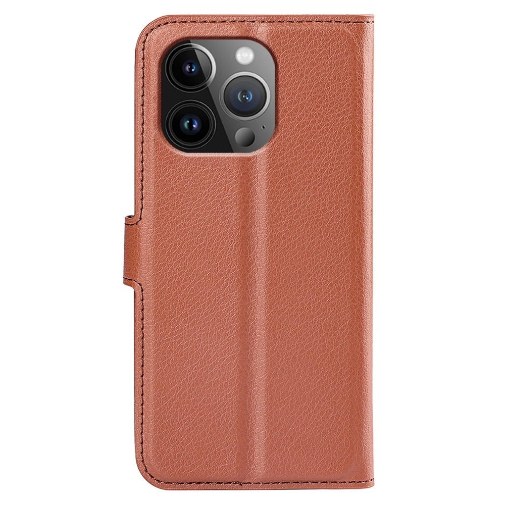 Litchi könyvtáska iPhone 15 Pro Max készülékhez - barna