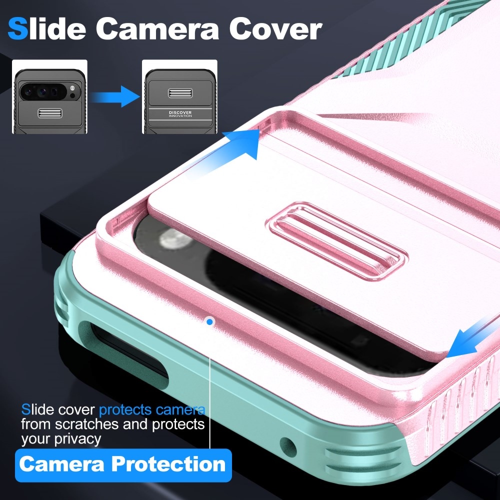 Fedél ellenálló borítás a Google Pixel 9 Pro XL-hez - rózsaszín/kék-zöld