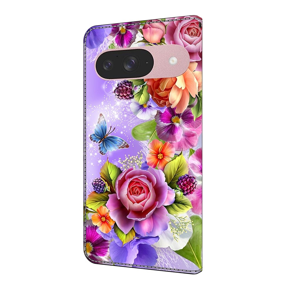 Sima könyv tok Google Pixel 10 Pro/Pixel 10 - színes virágokhoz