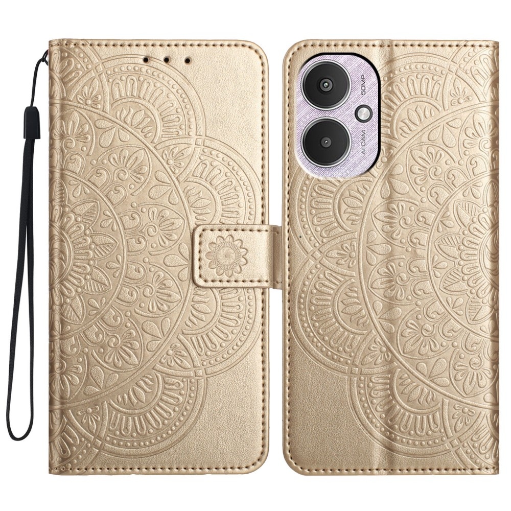 Mandala könyv tok a Xiaomi Redmi 13C 5G számára - arany színben