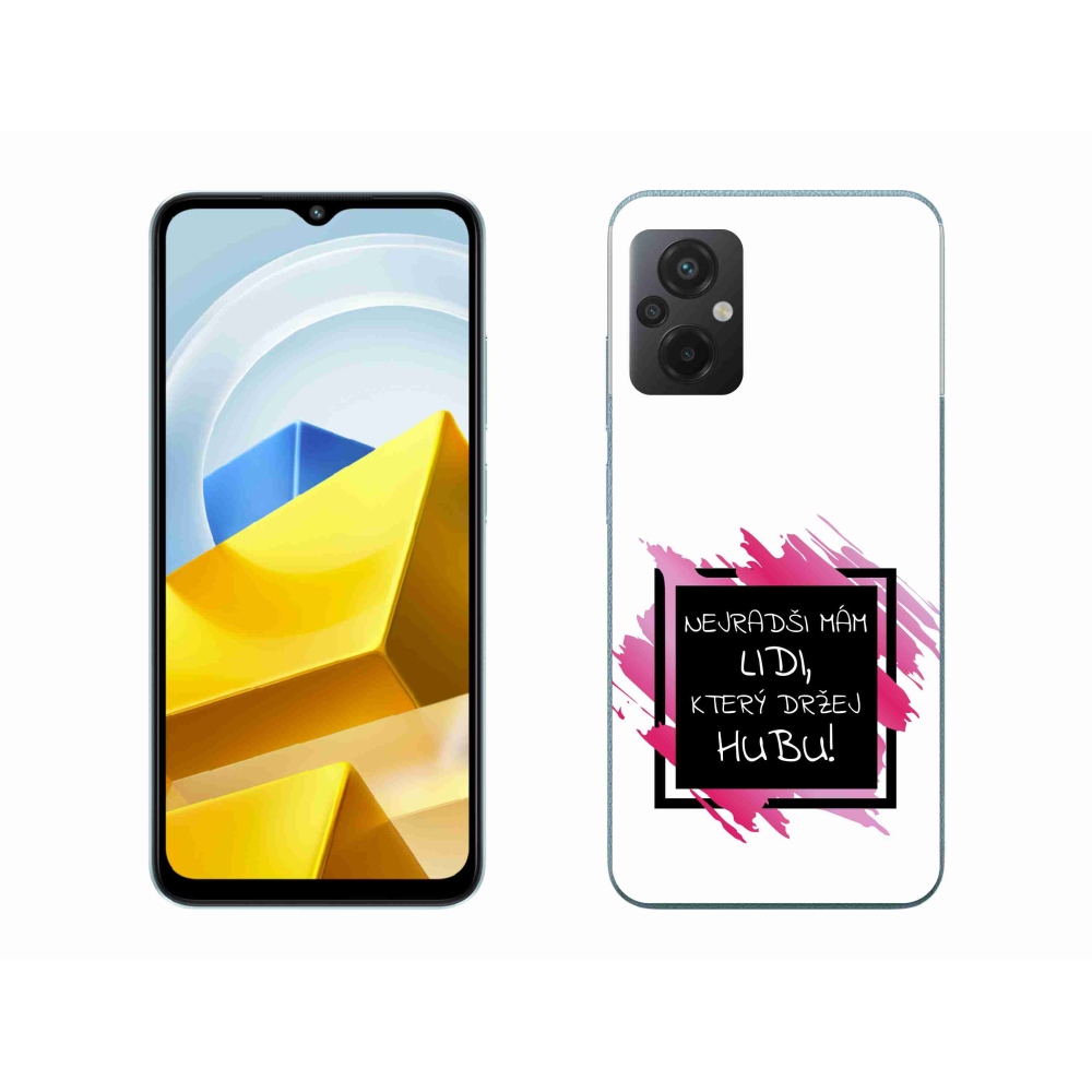 Gél borító mmCase a Xiaomi Poco M5 4G-hez - vicces szöveg 7 fekete és fehér háttérrel