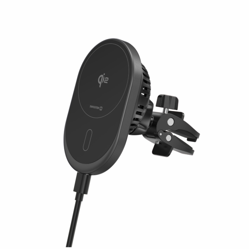 Swissten Magride mágneses szellőzőtartó QI2 15W vezeték nélküli töltéssel (kompatibilis a magsafe-rel)