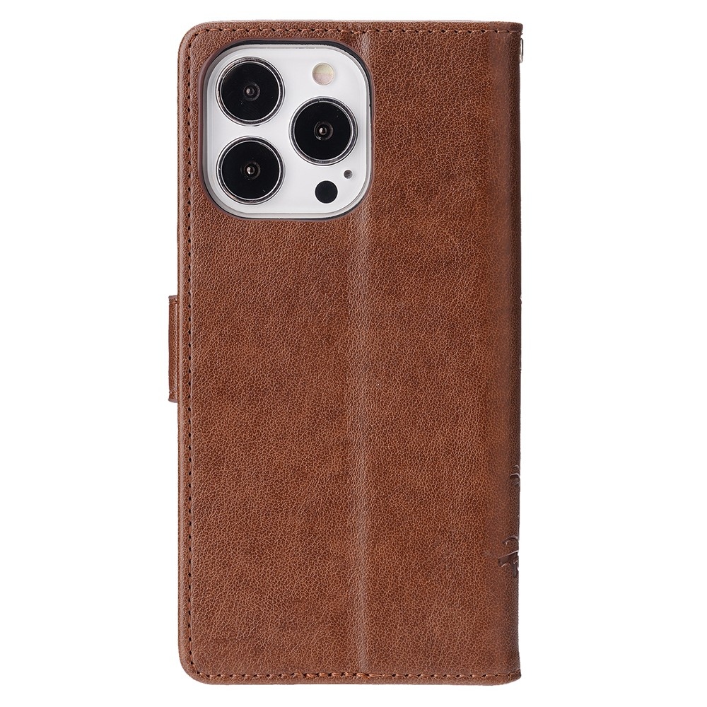 Virágok könyvtáska iPhone 15 Pro készülékhez - barna