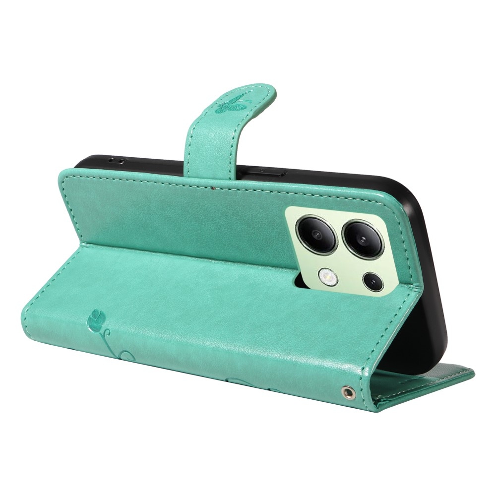 Virágos könyv tok Xiaomi Redmi Note 13-hoz - teal színű