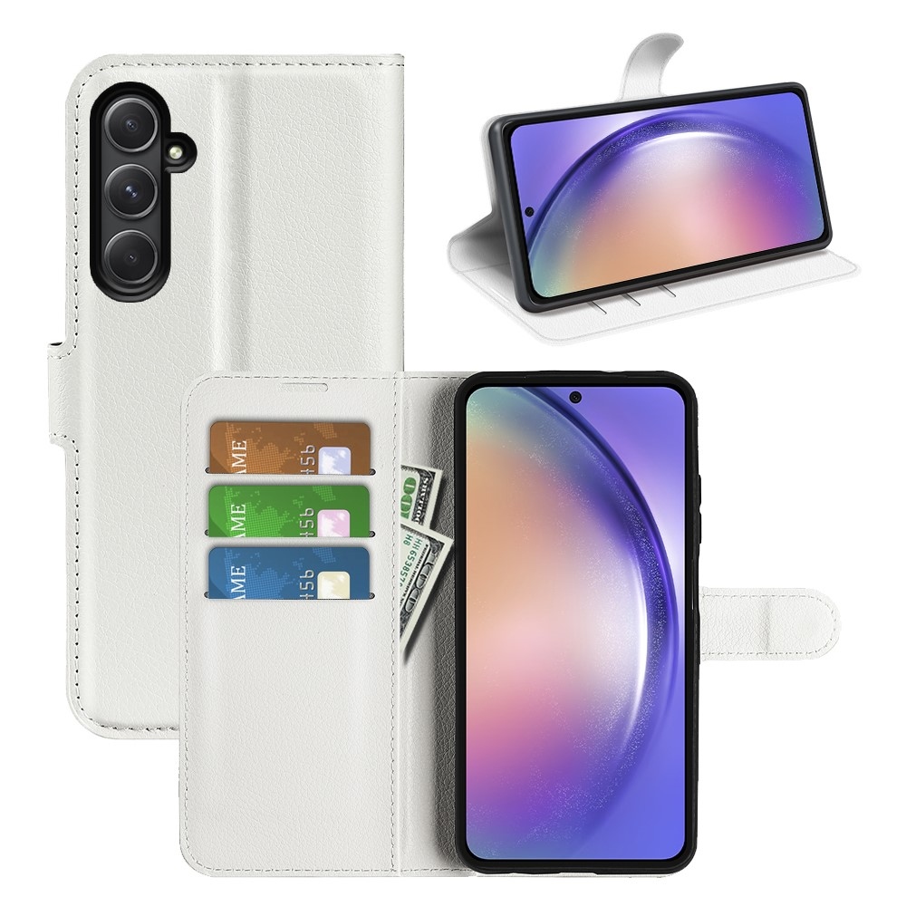 Litchi könyv tok Samsung Galaxy A55 5G - fehér