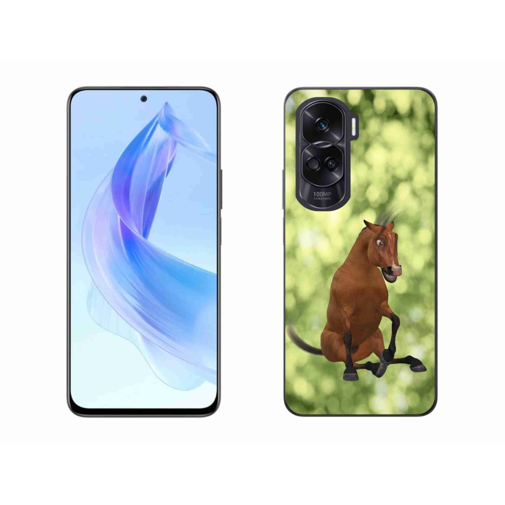 Zselés borító mmCase a Honor 90 Lite-hoz - barna rajzfilm ló 1