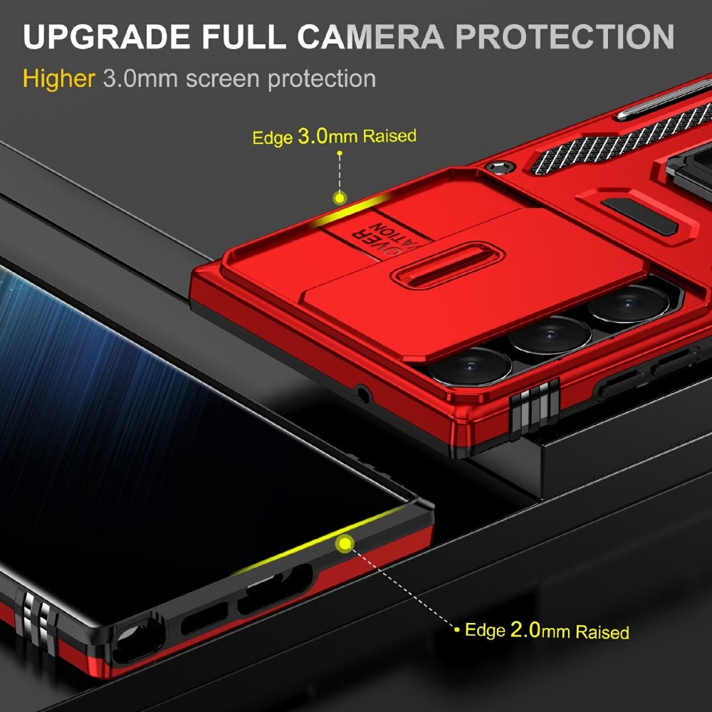 Gyűrűk tartós borítója Samsung Galaxy S25 Ultra készülékhez - piros