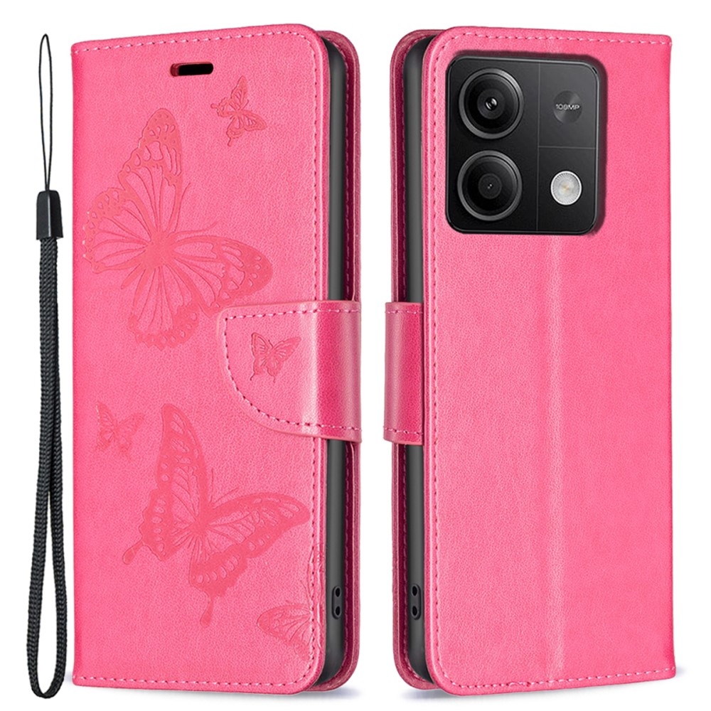 Pillangó könyv tok Xiaomi Redmi Note 13 5G - rózsaszínű