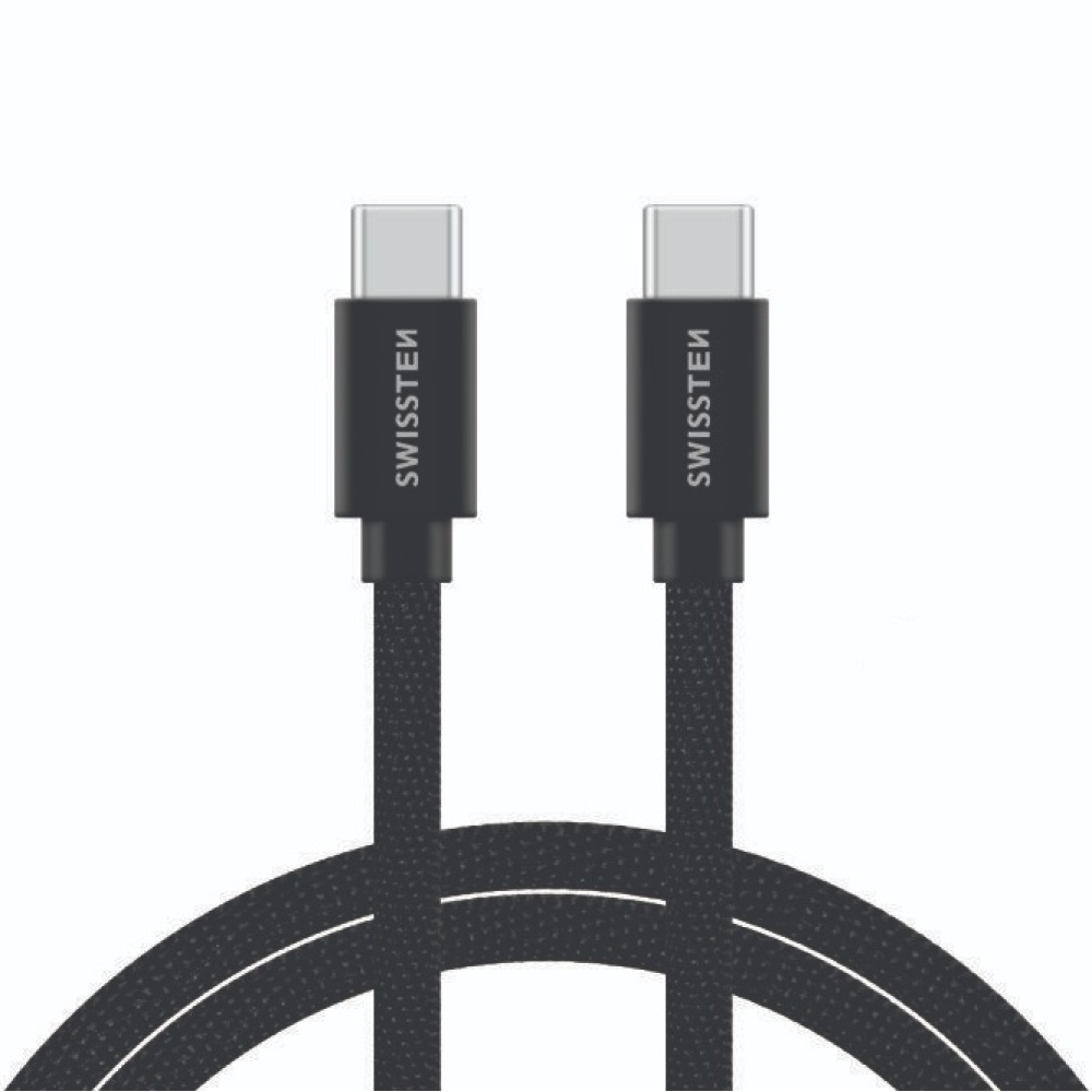 Swissten fonott USB-C/USB-C kábel töltéshez és szinkronizáláshoz 2 m - fekete