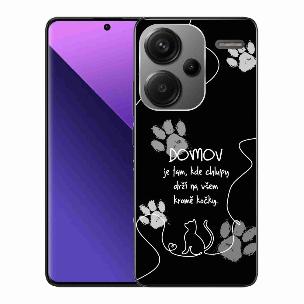 Gél borítás mmCase a Xiaomi Redmi Note 13 Pro+ 5G számára - macska motívum fekete háttérrel