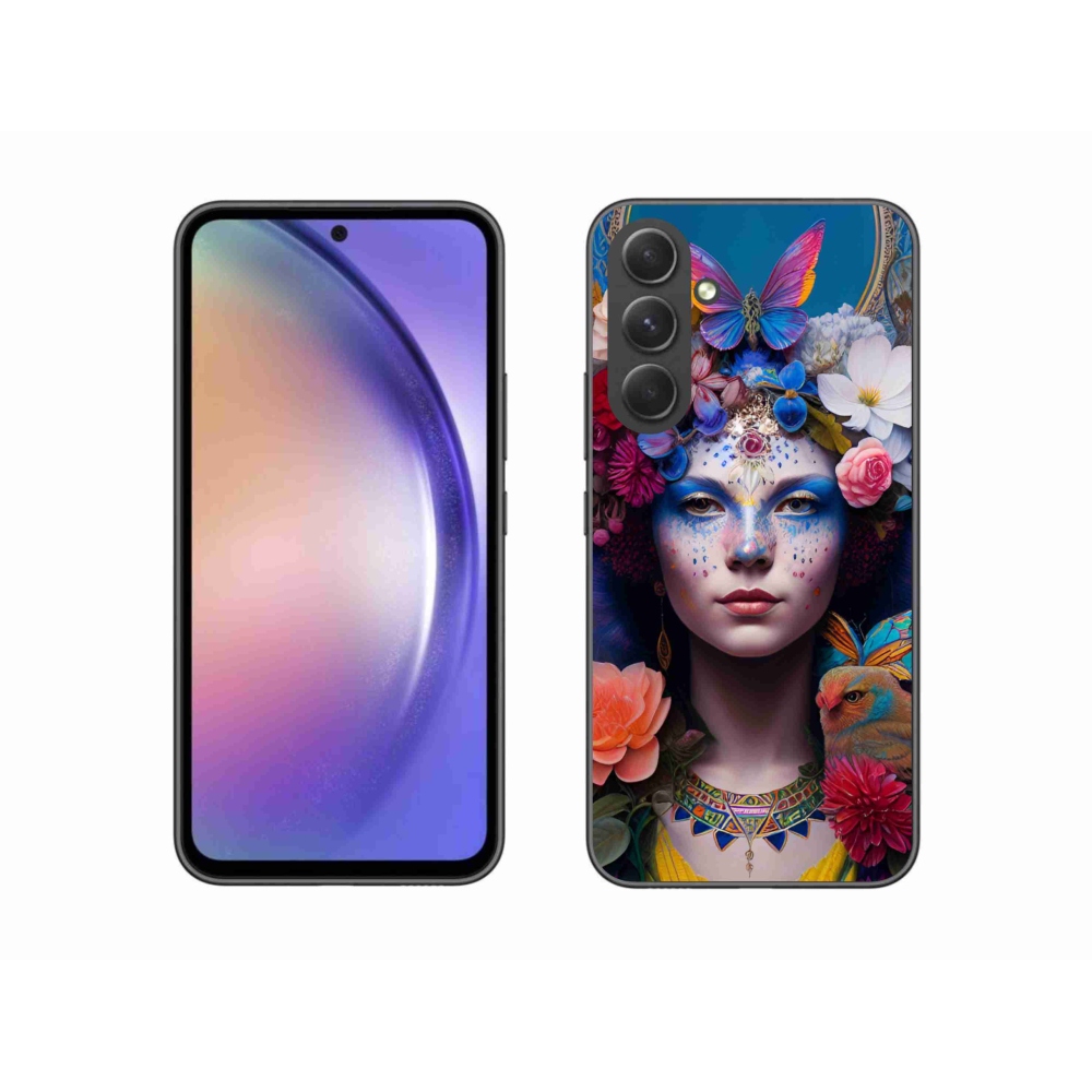 Gél borítás mmCase Samsung Galaxy A54 5G - nő virágokkal