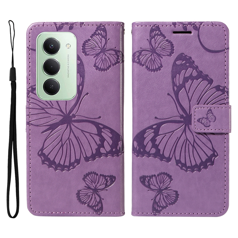 Nagy pillangó könyv tok Xiaomi Redmi 15 4G (171mm) - lila