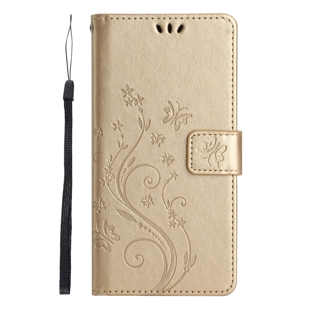 Virágok könyv tok Xiaomi Redmi Note 14 5G-hez - arany színű