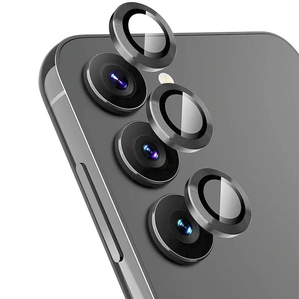 Fém kamera lencse üveg Samsung Galaxy S25 FE (különálló üveg) - fekete