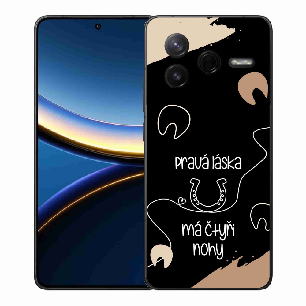 Gél borítás mmCase a Xiaomi Poco F7 Pro számára - ló motívum fekete háttérrel