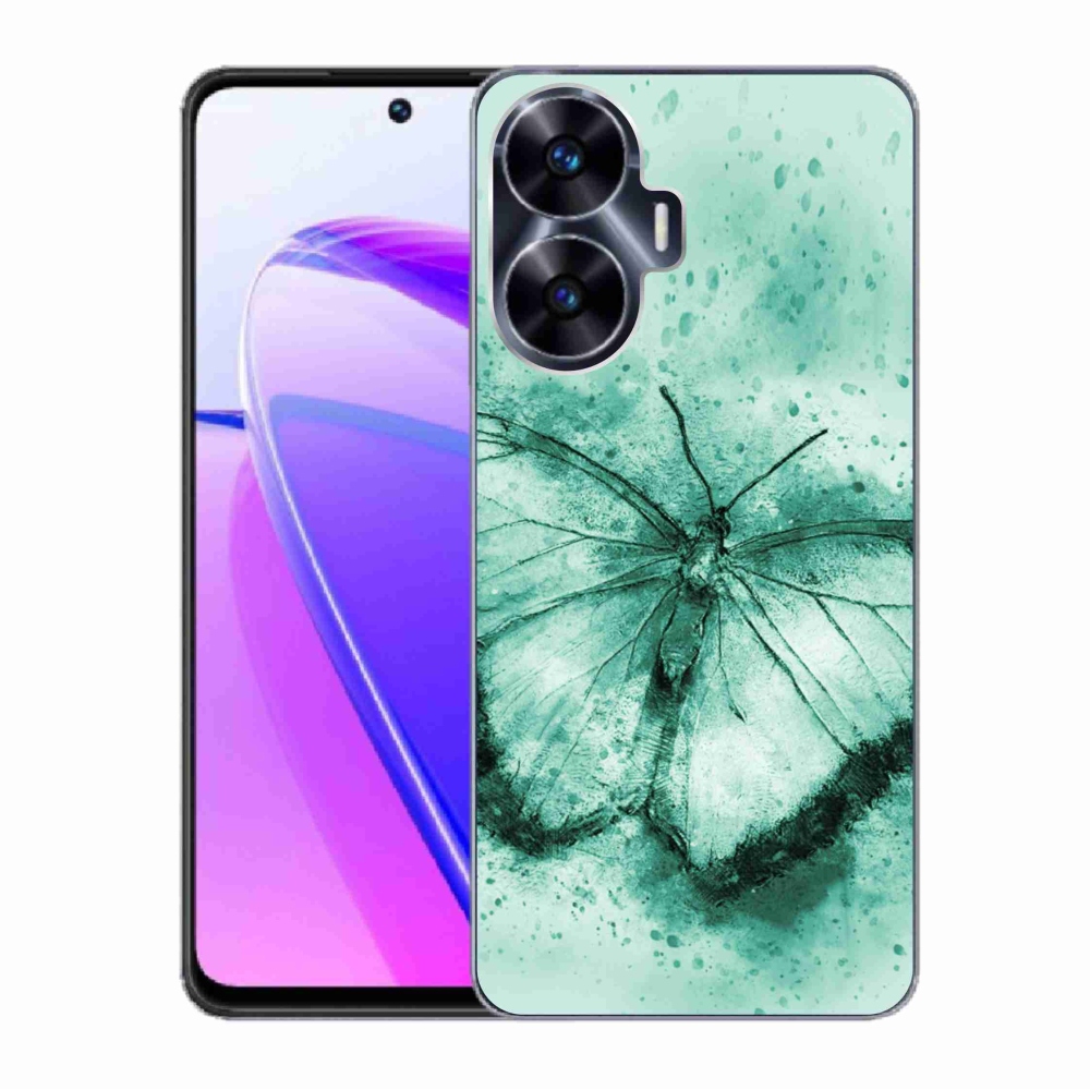 Gél tok mmCase a Realme C55 készülékhez - zöld pillangó