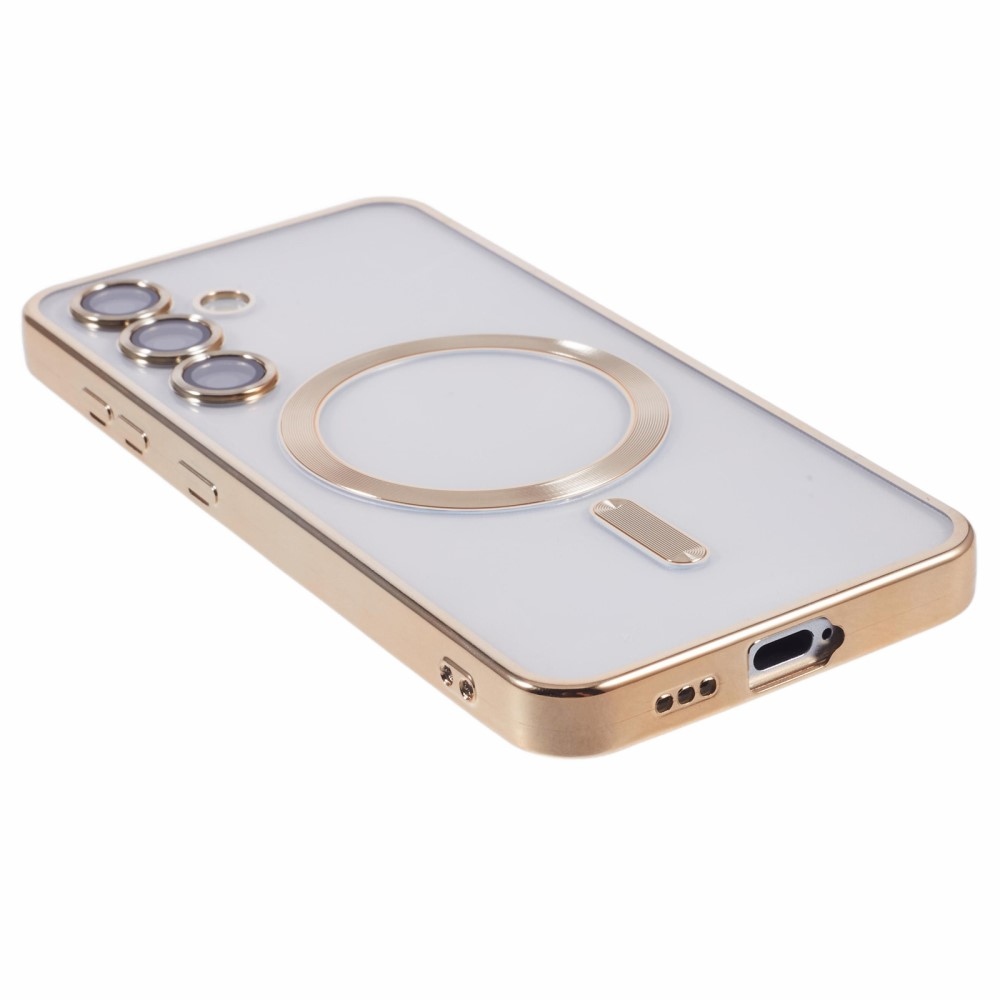 Tiszta tok kameravédelemmel és MagSafe támogatással Samsung Galaxy S25+ készülékhez - arany színben