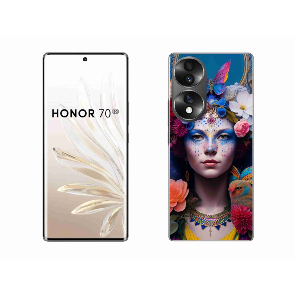 Gél borító mmCase a Honor 70-hez - nő virágokkal