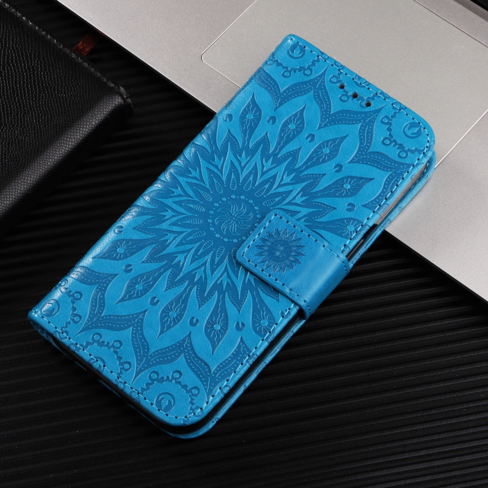 Napraforgó könyv tok Xiaomi Redmi 15C 4G/5G (173mm) - kék