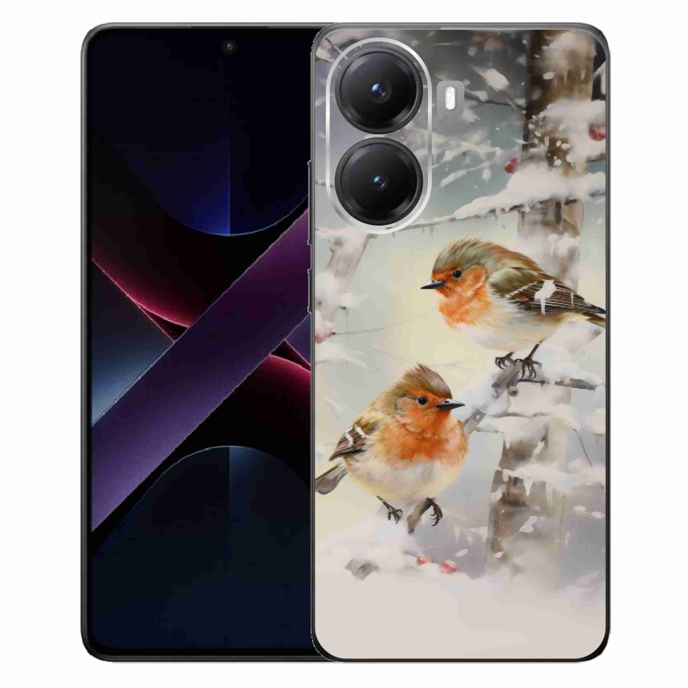 Gél borítás mmCase a Xiaomi Poco X7 Pro 5G számára - madarak télen