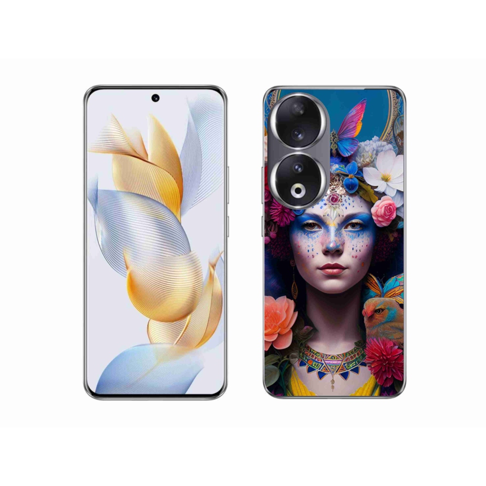 Zselés borító mmCase a Honor 90-hez - nő virágokkal