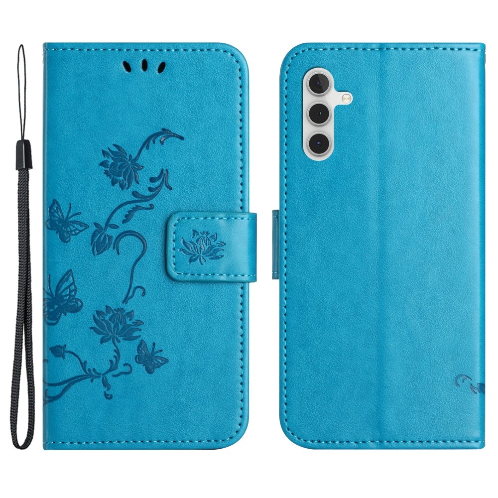 Virágos könyv tok Samsung Galaxy S24+/S25+ készülékhez - kék
