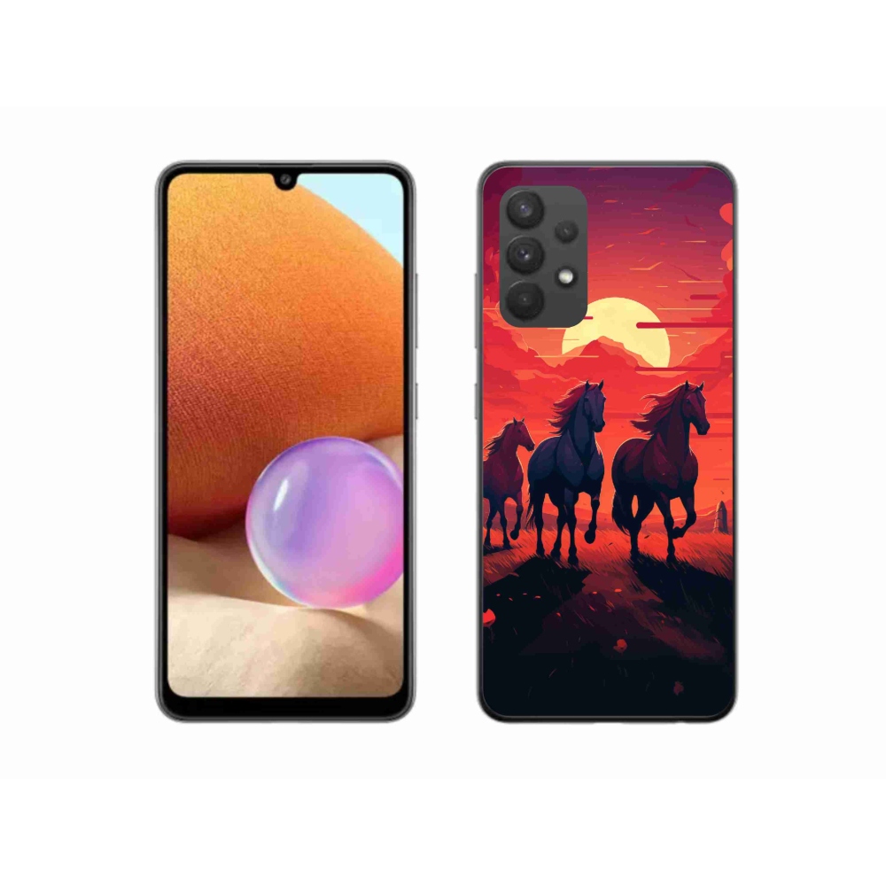 Gél borítás mmCase Samsung Galaxy A32 4G - lovak és naplemente