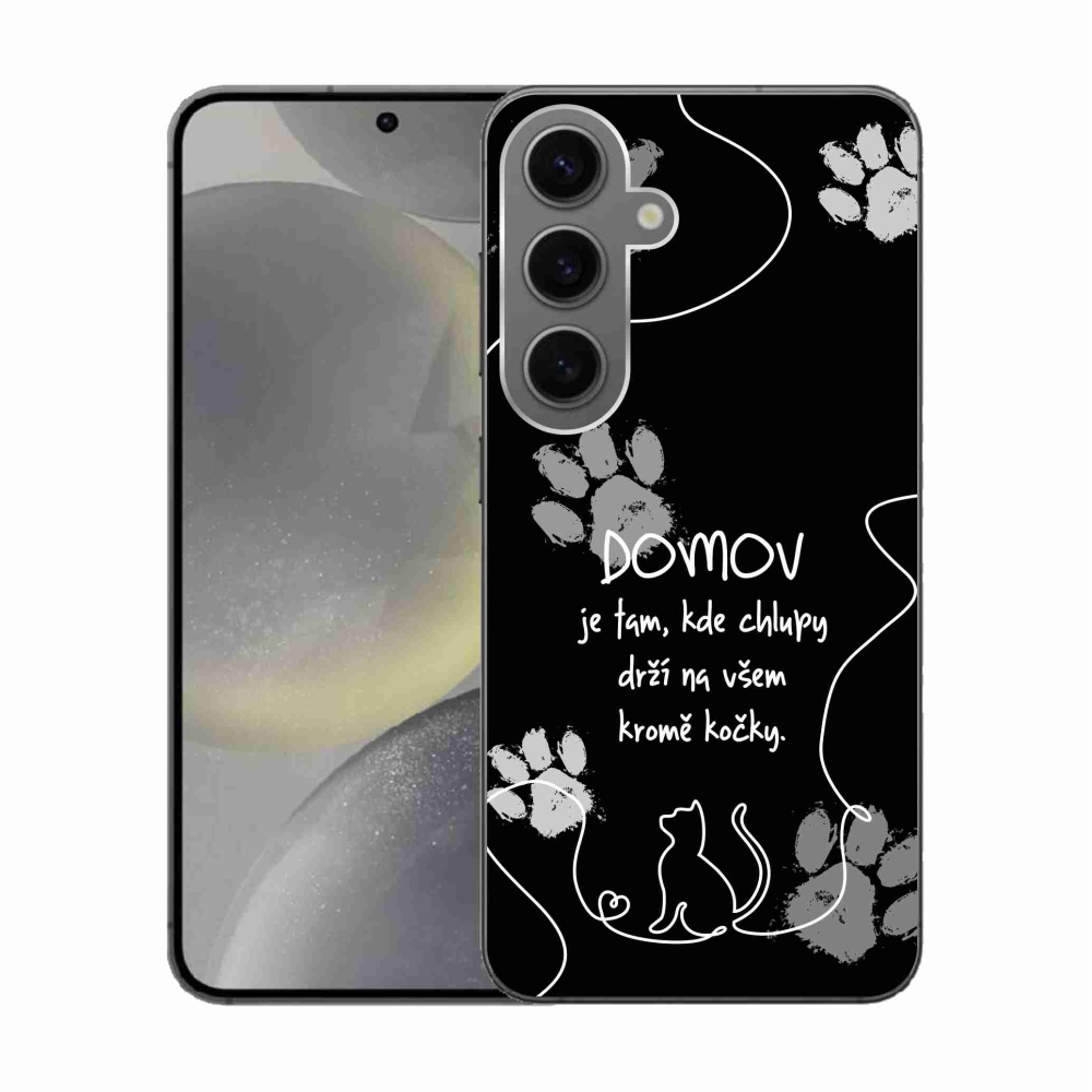 Gél borítás mmCase Samsung Galaxy S24 készülékhez - macska motívum fekete háttérrel
