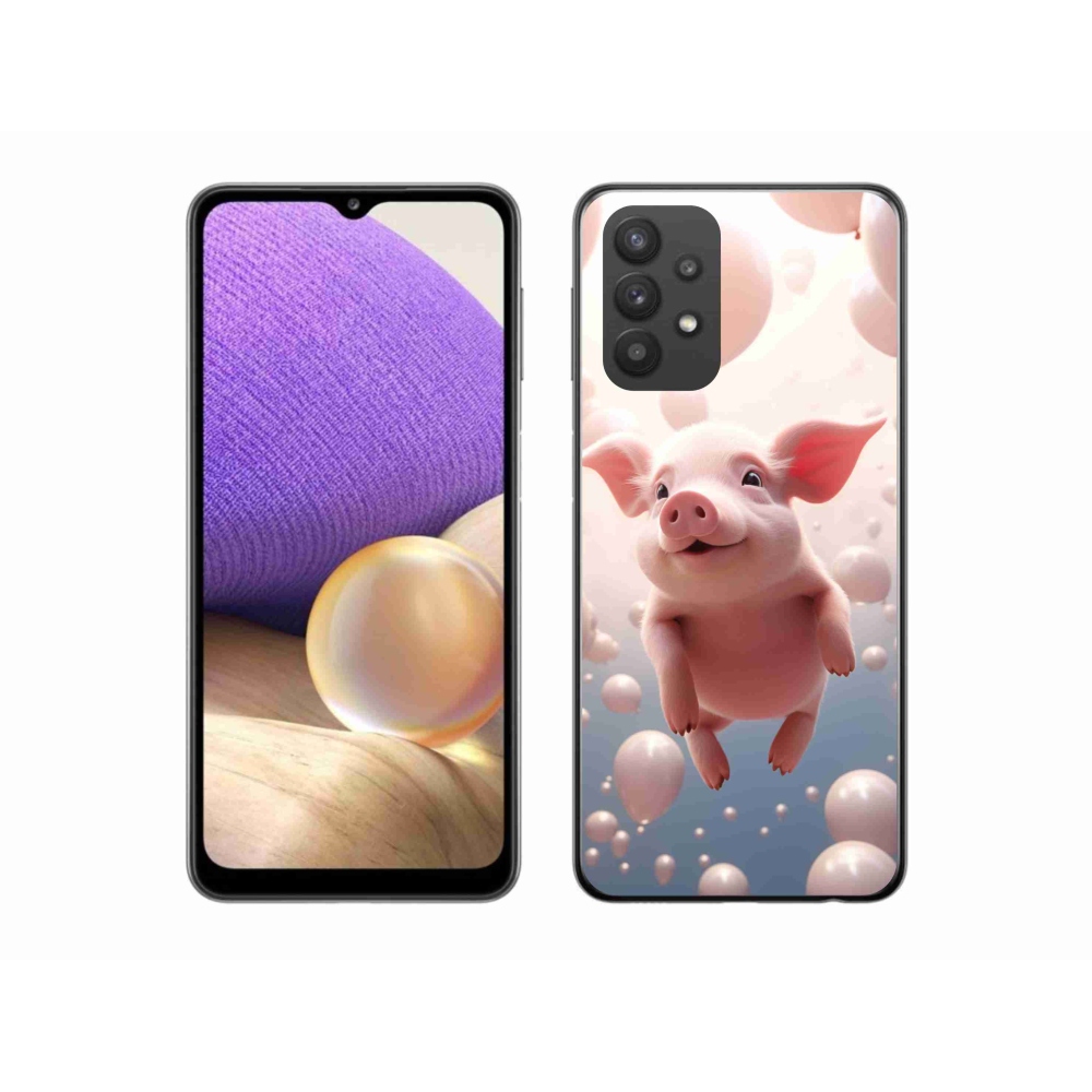 Gél borítás mmCase Samsung Galaxy A32 5G - malac lufikkal - Samsung Galaxy A32 5G - gél borítás mmCase