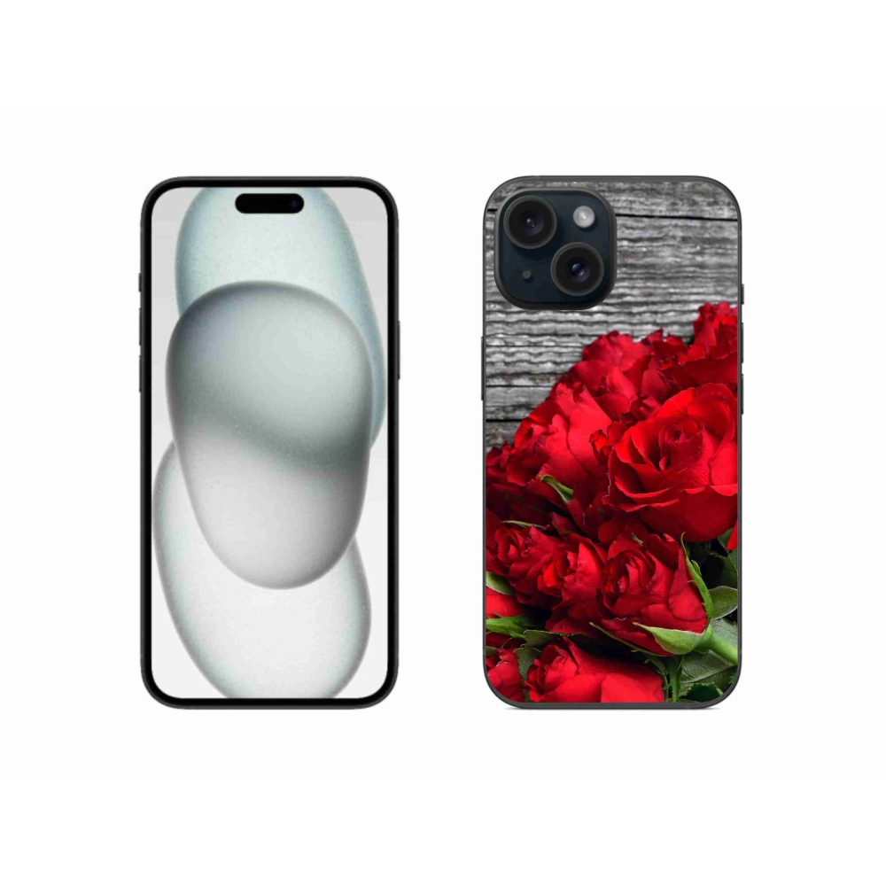 Gél borítás mmCase iPhone 15 készülékhez - piros rózsa