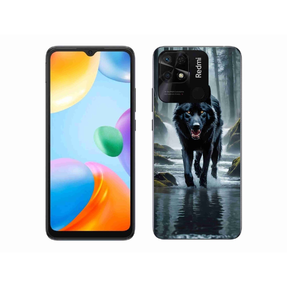 Gél borítás mmCase a Xiaomi Redmi 10C-hez - fekete farkas