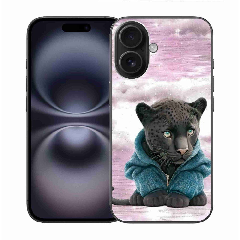 Gél borítás mmCase iPhone 16 készülékhez - fekete párduc pulóverben