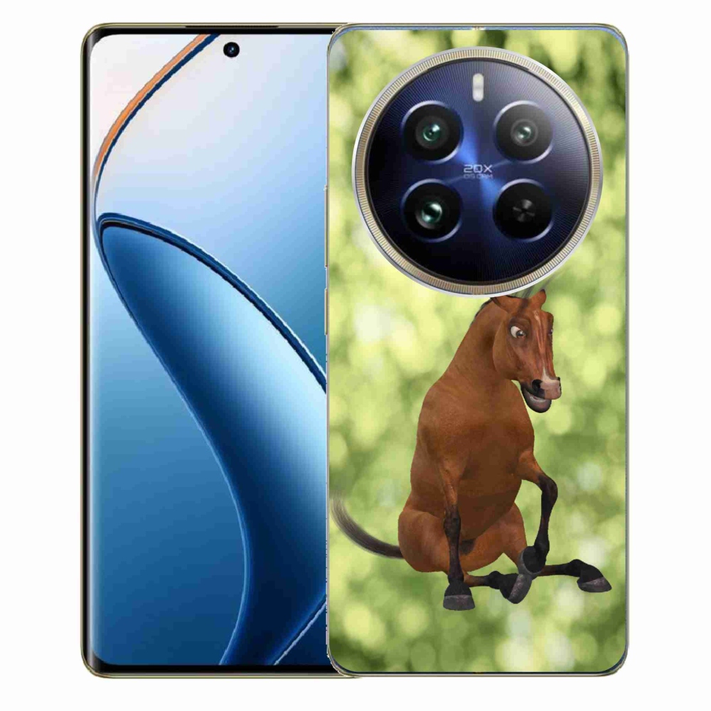 Zselés borítás mmCase a Realme 12 Pro 5G/12 Pro+ 5G számára - barna rajzfilm ló 1