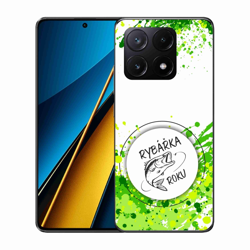 Gél borító mmCase a Xiaomi Poco X6 Pro 5G számára - az év horgásza fehér háttérrel