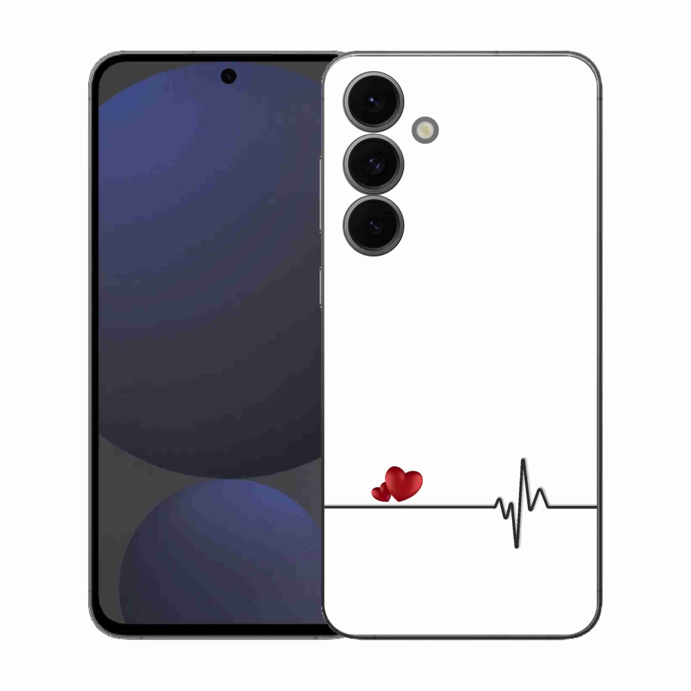 Gél borító mmCase Samsung Galaxy S25 FE készülékhez - szív és szívverés fehér háttérrel
